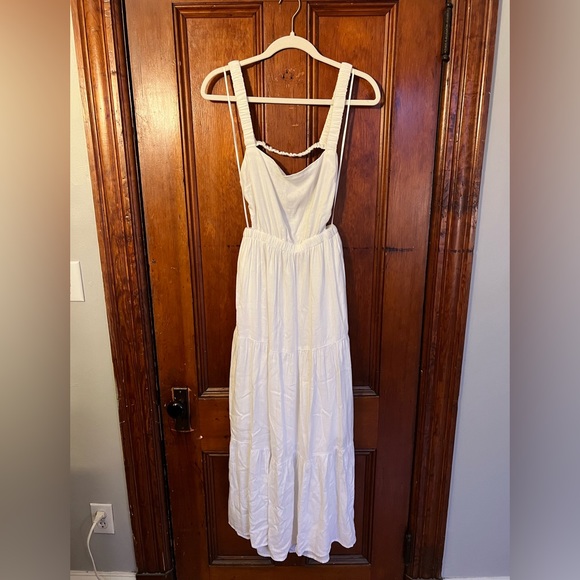 knee length dresses for ladies Abercrombie & Fitch White Mila Stretch Midi Dress UK XL main image 1